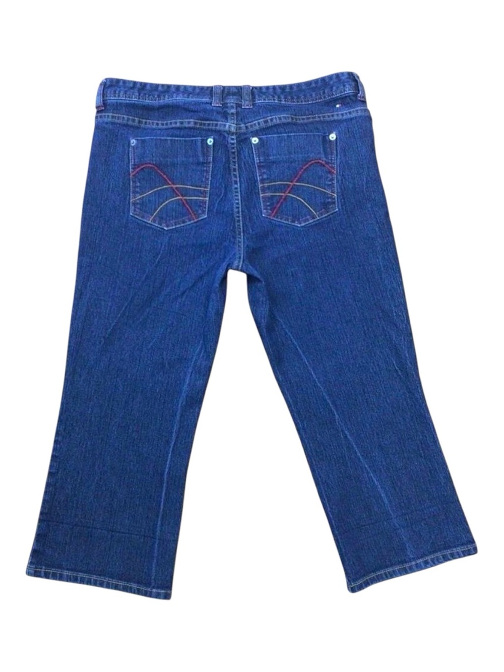 TOMMY HILFIGER Plus Size 16 Cropped Flare Jeans Dark Wash Stretch Embroidered